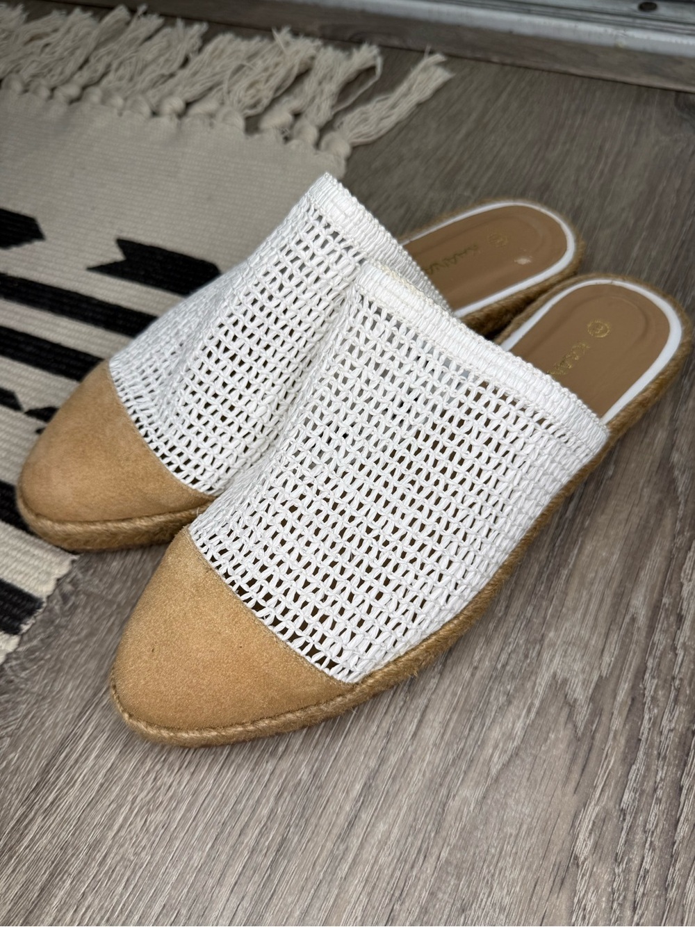 Kaanas Palau Fishnet Espadrille Mules Size 8